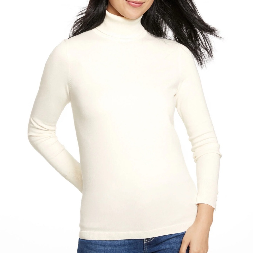 Talbots Ivory Turtleneck Long Sleeve Top